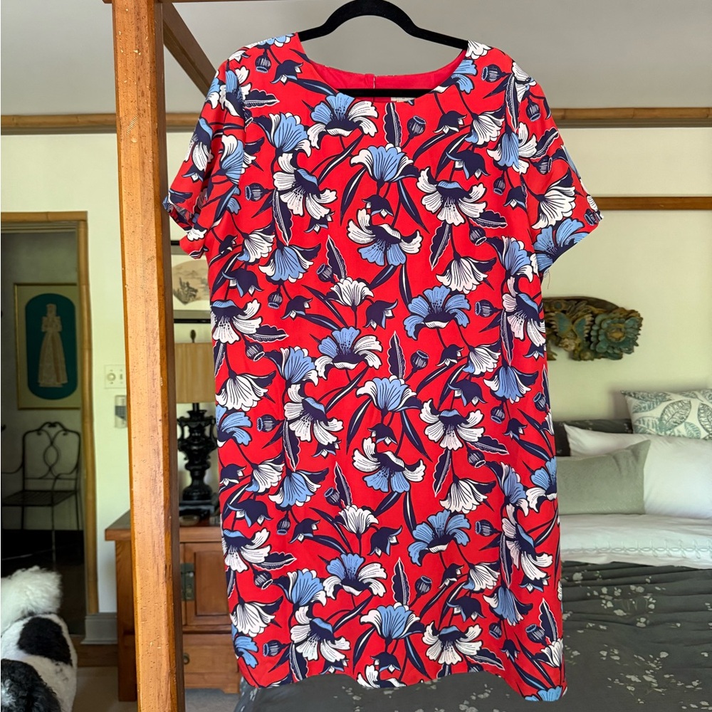 J. Crew Red short Sleeve Sundress